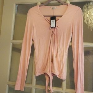 NWT Guess Bodysuit Large Pink with front tie